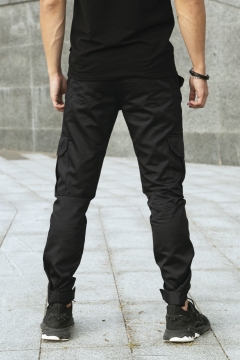 Мужские базовые черные штаны карго с карманами Б-468