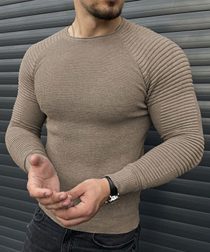 Стильний чоловічий светр кавового відтінку Т-847