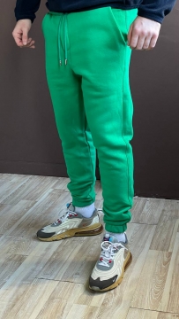Модные зеленые спортивные теплые штаны Б-472