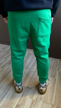 Модные зеленые спортивные теплые штаны Б-472