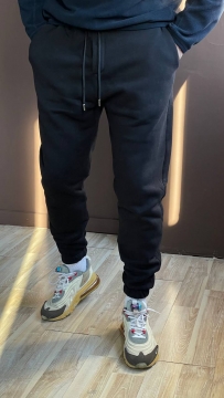 Черные мужские спортивные теплые штаны Б-474