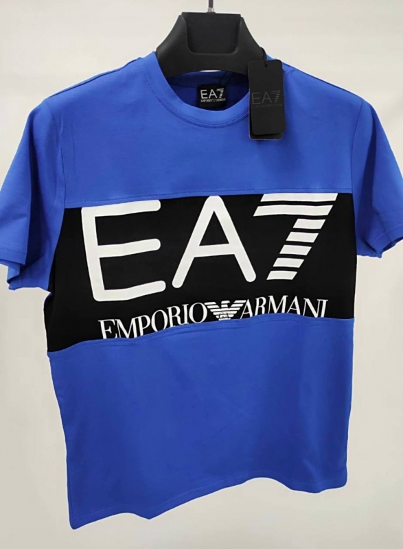 Синя чоловіча брендова футболка Armani Ф-1093