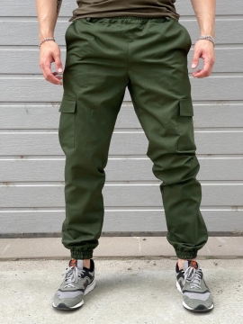 Темно зеленые мужские штаны карго осень-весна Б-477