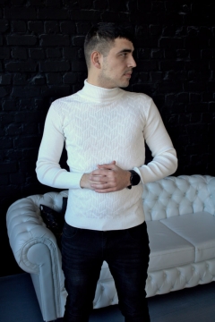 Світло бежевий чоловічий светр із візерунками Т-864