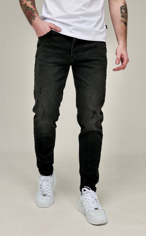 Черные джинсыми с серыми потертостями Д-738