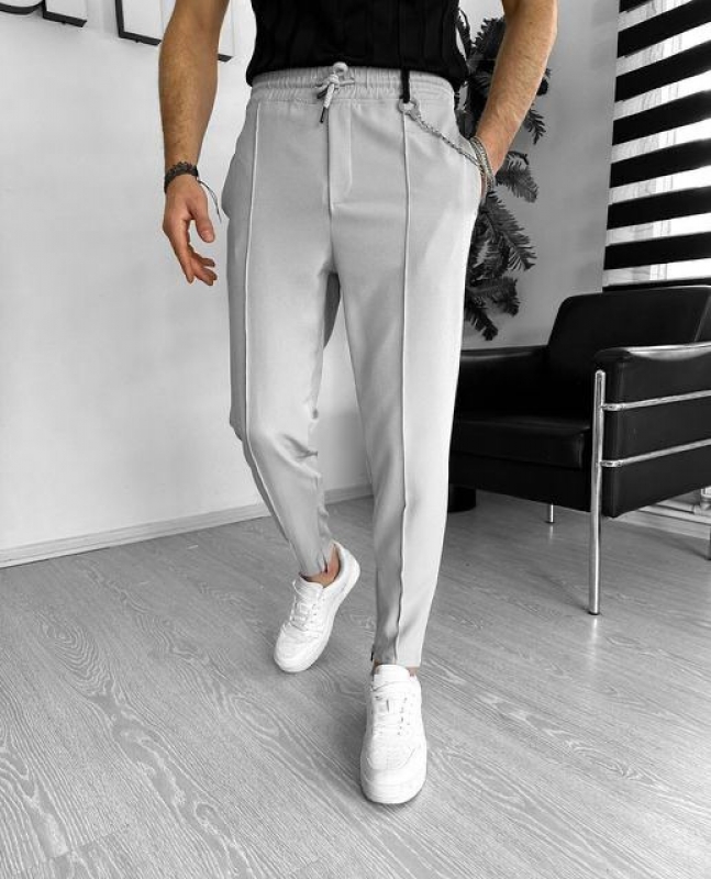 Сірі модні чоловічі штани на резинці Б-490