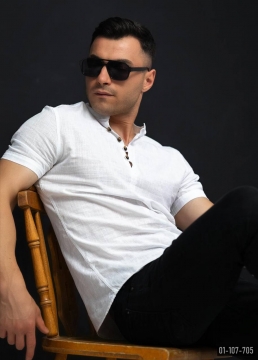 Белая летняя рубашка воротник стойка Р-1270