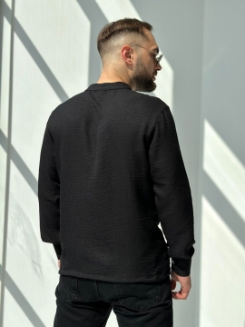 Черная летняя мужская рубашка с длинным рукавом Р-1293