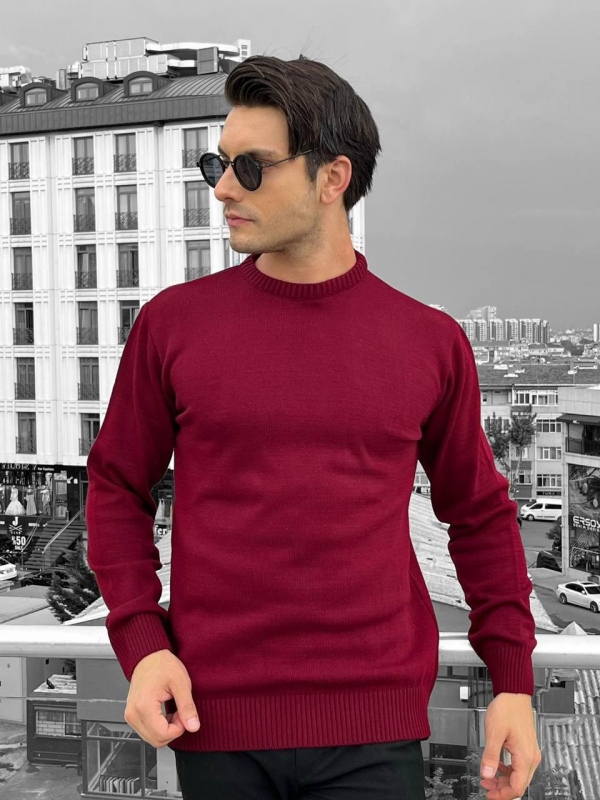Бордовый мужской осенний свитер Т-979