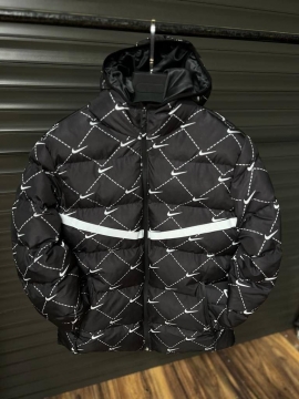 Мужской короткий черный пуховик nike на холлофайбере К-1123