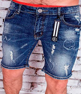 Темно-Синие Молодежные Джинсовые Шорты В-79