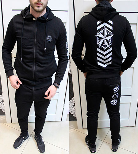 Черный Мужской Спортивный Костюм Plein K-57