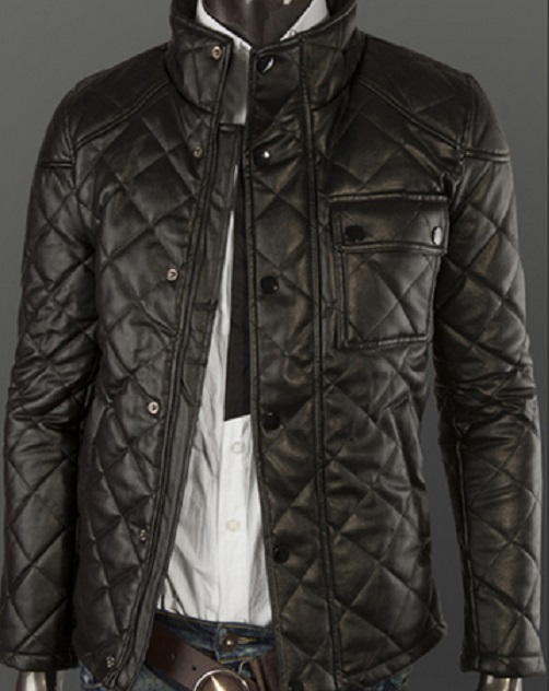 Черная Стеганая Мужская Куртка К-112