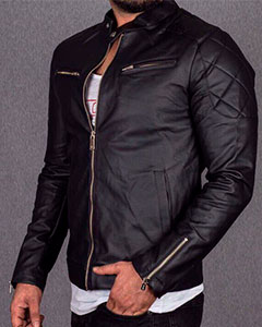 Плотная Кожаная Мужская Куртка К-161