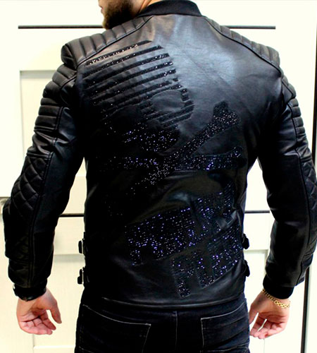 Модная Кожаная Мужская Куртка Plein K-186