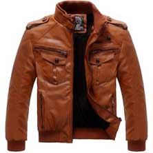 Осенняя Куртка KR-66 из Искусственной Кожи с Меховой Подладкой