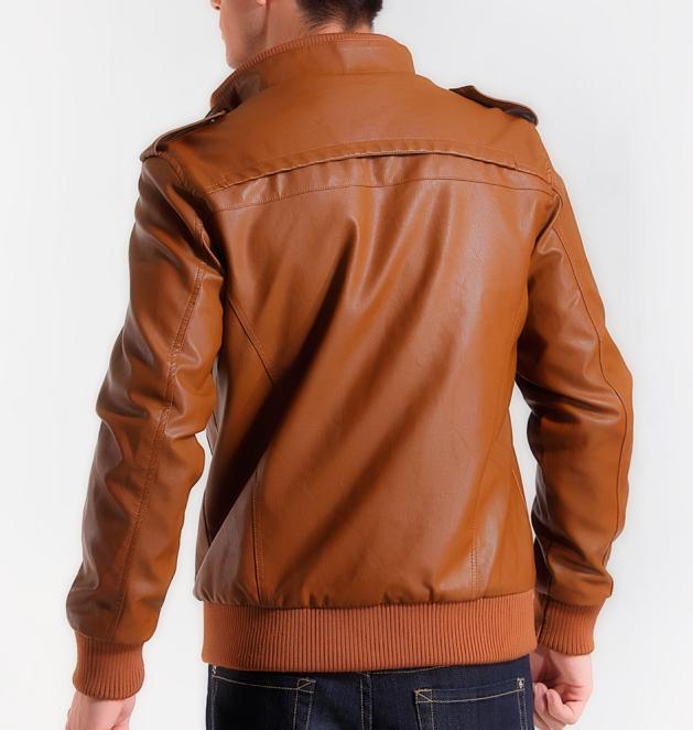 Осенняя Куртка KR-66 из Искусственной Кожи с Меховой Подладкой