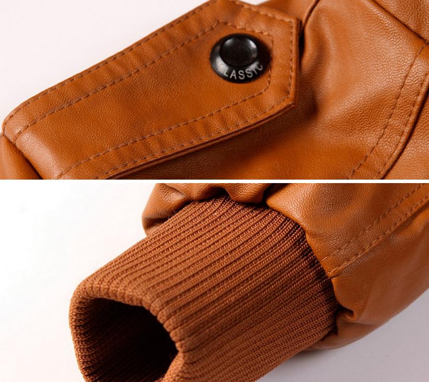 Осенняя Куртка KR-66 из Искусственной Кожи с Меховой Подладкой