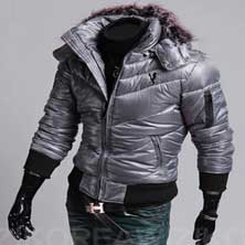 Серая Куртка с Меховым Воротником KR-69