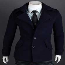 Темно-Синие Мужское Пальто K-76