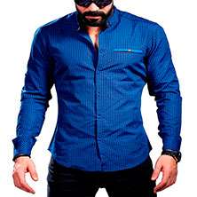 Стильная Синяя Мужская Рубашка Р-343