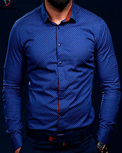 Синяя Рубашка на Кнопках Р-387