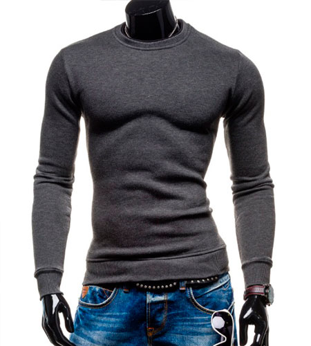 Мужской Серый Свитер с Начесом S-100