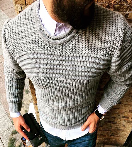 Приталенный Мужской Свитер S-115