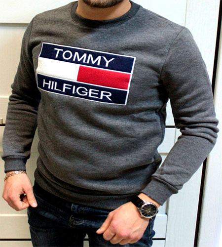 Мужская Серая Кофта Hilfiger S-139