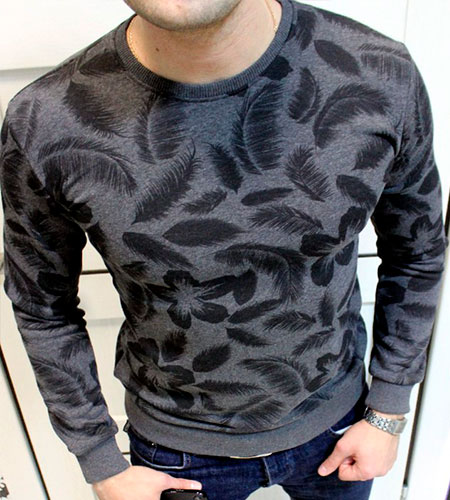 Стильный Серый Свитер S-143