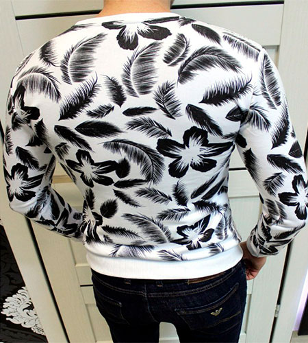 Мужской Хлопковый Свитер с Перьями S-144