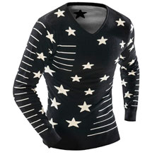 Черный Мужской Свитер со Звездами S-85