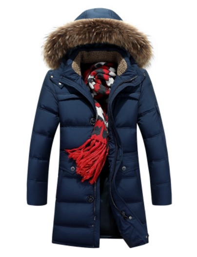 Синий Мужской Пуховик Z-1324