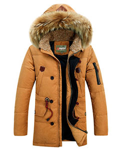 Оранжевый Мужской Пуховик с Капюшоном Z-1328 (Размер 46-48)