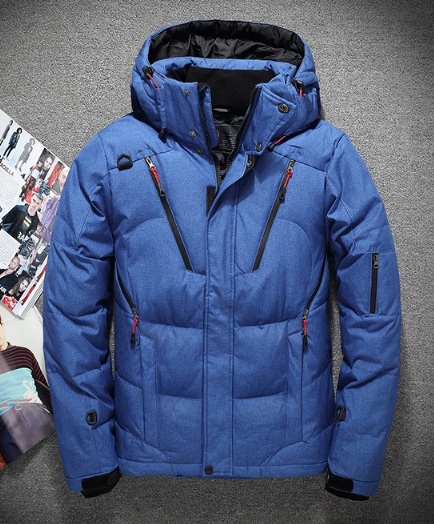 Спортивный Синий Мужской Пуховик Z-1333