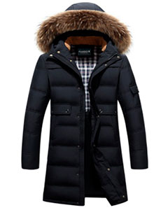 Длинный Черный Мужской Пуховик Z-1358 (Размер 46)