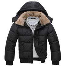 Черная Зимняя Куртка с Меховым Воротником Z-1276